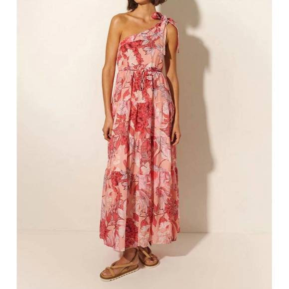 NEW KIVARI freya one shoulder maxi dress in pink floral - Picture 3 of 6